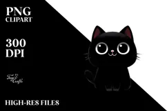 Funny Digital Painting with Black Cat PNG Product Image 2