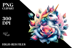 Colorful Baby Unicorn Flower PNG Product Image 2