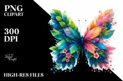 Vibrant Butterfly with Flowers PNG Product Image 3