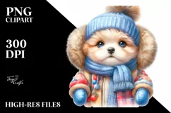 Cute Baby Dog Winter Watercolor Product Image 1