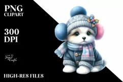Cute Baby Dog Winter Watercolor Product Image 3