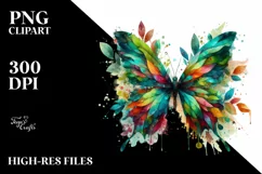 Vibrant Butterfly with Plant Leaves PNG Product Image 1