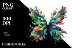 Vibrant Butterfly with Plant Leaves PNG Product Image 3