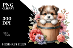 Cute Baby Dog with Flowers PNG Product Image 2