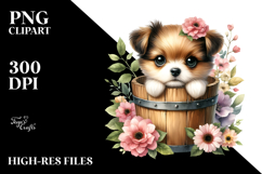 Cute Baby Dog with Flowers PNG Product Image 2