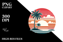 Retro Tropical Sunset, Clipart, White Background Product Image 2