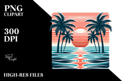 Retro Tropical Sunset Clipart PNG Product Image 2