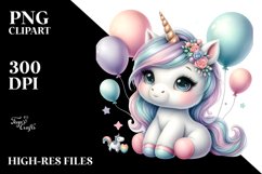 Balloon Baby Unicorn | Clipart Product Image 3