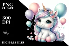 Balloon Baby Unicorn | Clipart Product Image 3