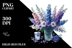 Watercolor Delphinium | Sublimation | Clipart Product Image 2