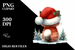 Christmas Cat Wearing Santa Hat PNG Product Image 3