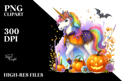 Vibrant Halloween Unicorn | Sublimation | Clipart Product Image 2