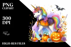 Vibrant Halloween Unicorn | Sublimation | Clipart Product Image 1