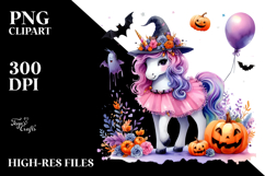 Vibrant Halloween Unicorn | Sublimation | Clipart Product Image 2