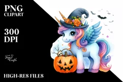 Vibrant Halloween Unicorn | Sublimation | Clipart Product Image 1