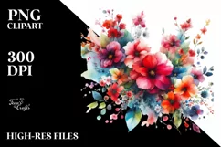 Colorfull Abstract Red Flowers PNG Product Image 1