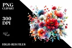 Colorfull Abstract Red Flowers PNG Product Image 3