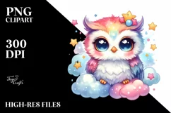 Colorful Baby Owl Smiling | Clipart Product Image 1