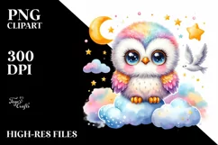 Colorful Baby Owl Smiling | Clipart Product Image 3