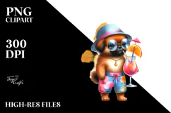 Funky Puppy in Beachwear PNG Product Image 2