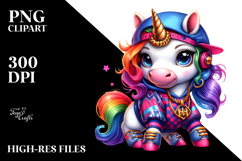 Colorful Baby Unicorn Hip Hop PNG Product Image 2