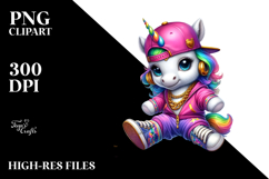 Colorful Baby Unicorn Hip Hop PNG Product Image 2