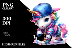 Colorful Baby Unicorn in Hip Hop Dancer's Outfit PNG Product Image 2