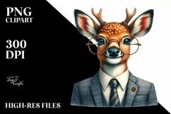 Funny Detailed Deer Watercolor Summer Sticker Clipart Product Image 1