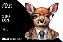 Funny Detailed Deer Watercolor Summer Sticker Clipart Product Image 1