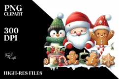 Santa Penguin Ginger Bread Playing Cards PNG Product Image 1