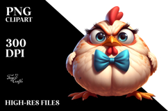 Exaggerated Chicken with Bow Tie, High-Res PNG Product Image 2