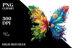 Vibrant Butterfly with Flowers PNG Product Image 1