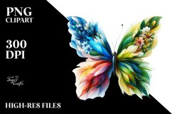 Vibrant Butterfly with Flowers PNG Product Image 1