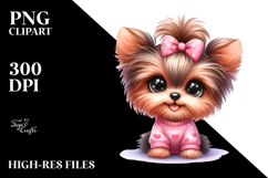 Watercolor Baby Cartoon Yorkipoo PNG Product Image 2
