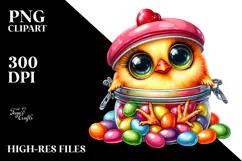 baby Chicken with Jellybean Jar, PNG Product Image 2