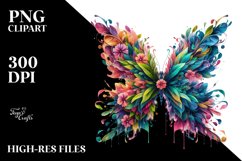 Vibrant Butterfly with Flowers PNG Product Image 3