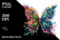 Vibrant Butterfly with Flowers PNG Product Image 3