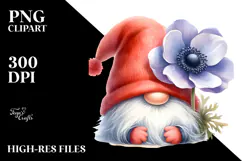Cute Gnome with Anemone, PNG Product Image 2