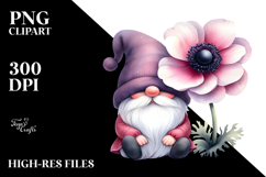 Cute Gnome with Anemone, PNG Product Image 2