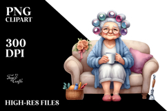 Watercolor Old Lady Sofa Mug | Sublimation | Clipart Product Image 2