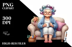 Watercolor Old Lady Sofa Mug | Sublimation | Clipart Product Image 3