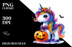 Vibrant Halloween Unicorn | Sublimation | Clipart Product Image 1