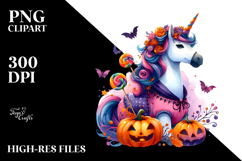 Vibrant Halloween Unicorn | Sublimation | Clipart Product Image 2
