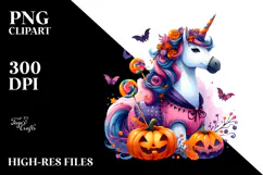 Vibrant Halloween Unicorn | Sublimation | Clipart Product Image 2