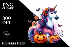 Vibrant Halloween Unicorn | Sublimation | Clipart Product Image 1