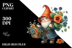 Detailed Cute Gnome Holding Basket Nasturtium | Sublimation Product Image 1