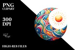 Colorful Vibrant Moon|Sublimation | Clipart Product Image 1