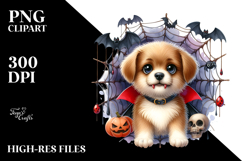 Cute Puppy Spider Web Halloween Clipart Product Image 2