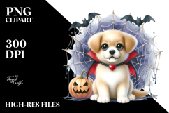 Cute Puppy Spider Web Halloween Clipart Product Image 2