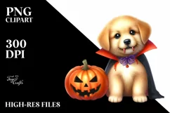 Cute Puppy Spider Web Halloween Clipart Product Image 1